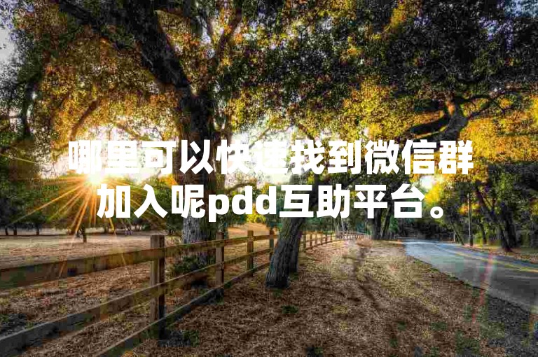 哪里可以快速找到微信群加入呢pdd互助平台。