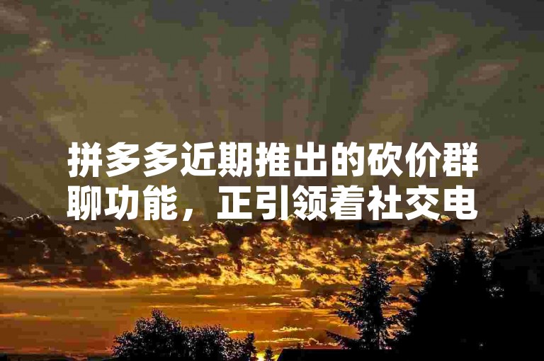 拼多多近期推出的砍价群聊功能，正引领着社交电商领域的创新潮流。