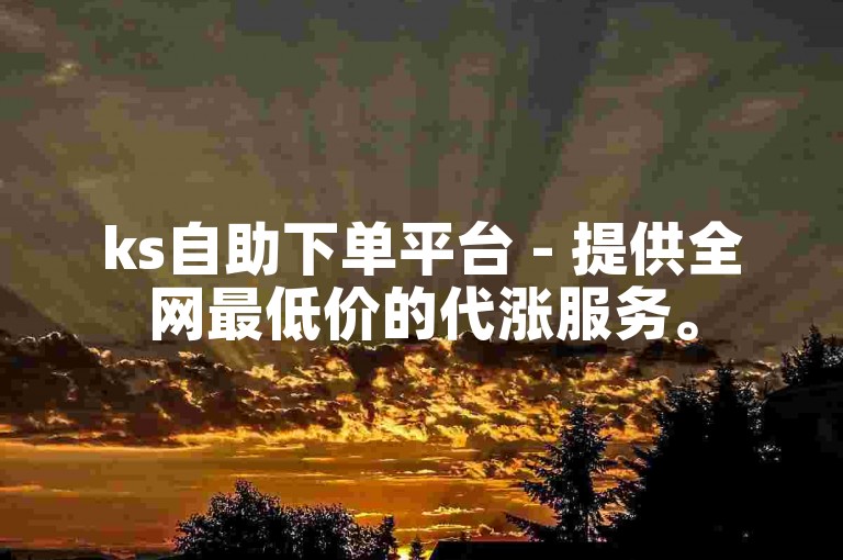 ks自助下单平台 - 提供全网最低价的代涨服务。