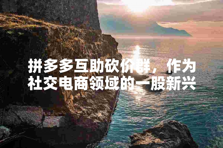 拼多多互助砍价群，作为社交电商领域的一股新兴力量，预计将在2025年展现出更加显著的发展势头。