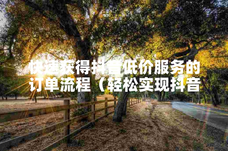 快速获得抖音低价服务的订单流程（轻松实现抖音低价业务下单操作）