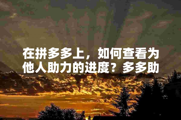 在拼多多上，如何查看为他人助力的进度？多多助力新人