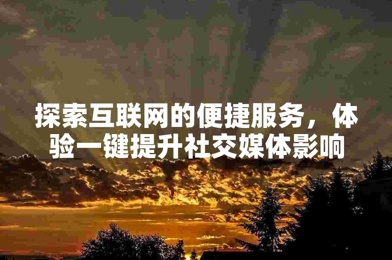 探索互联网的便捷服务，体验一键提升社交媒体影响力的快感，尽在专业的在线服务平台。