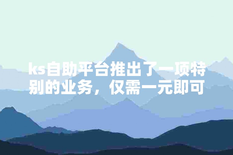ks自助平台推出了一项特别的业务，仅需一元即可享受超值服务。