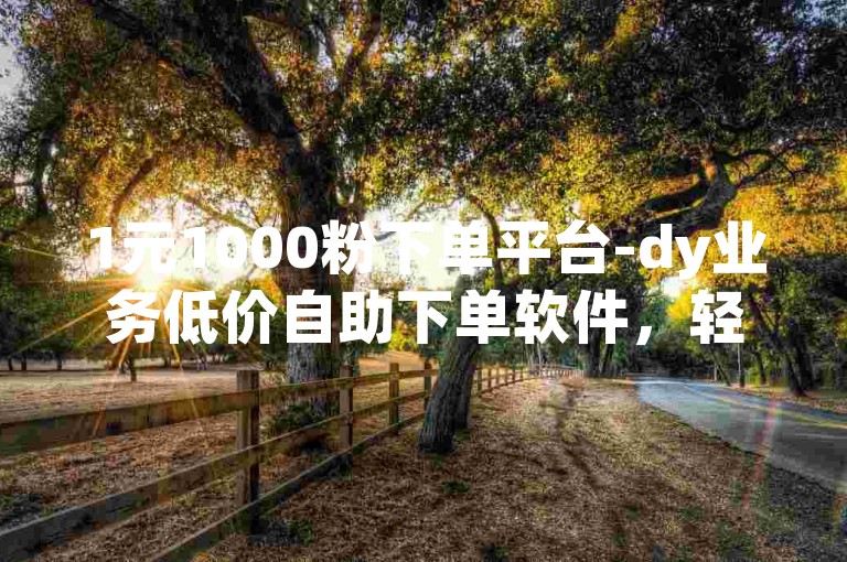 1元1000粉下单平台-dy业务低价自助下单软件，轻松实现粉丝增长。