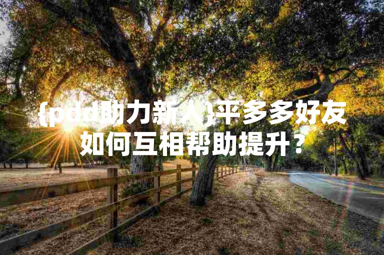 {pdd助力新人}平多多好友如何互相帮助提升？