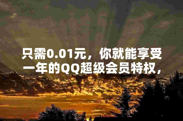 只需0.01元，你就能享受一年的QQ超级会员特权，这样的好机会不容错过！