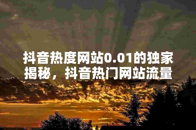 抖音热度网站0.01的独家揭秘，抖音热门网站流量提升技巧分享！2025必学
