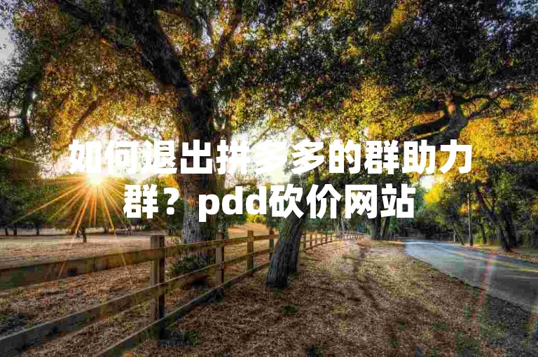 如何退出拼多多的群助力群？pdd砍价网站
