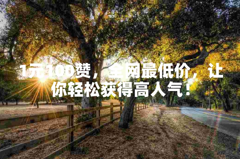 1元100赞，全网最低价，让你轻松获得高人气！