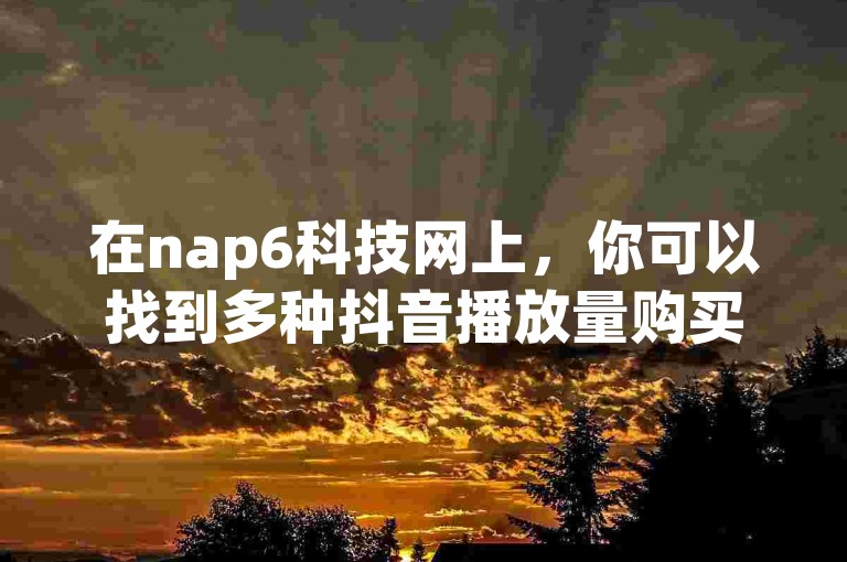 在nap6科技网上，你可以找到多种抖音播放量购买软件，享受0元下单1秒付款的便捷服务，同时还能探索快手刷亲密度网站和qq业务卡盟网站的最低价无界体验。