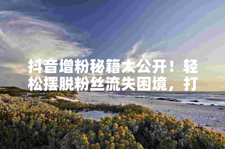 抖音增粉秘籍大公开！轻松摆脱粉丝流失困境，打造铁杆粉丝群体的独家方法曝光！