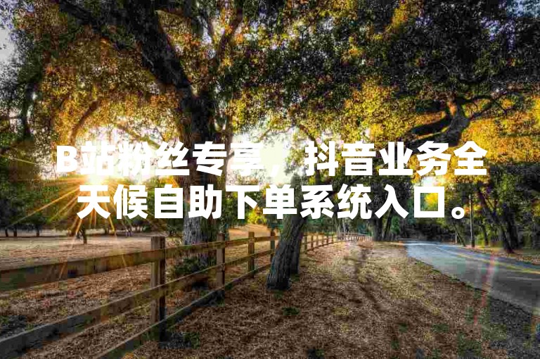 B站粉丝专享，抖音业务全天候自助下单系统入口。