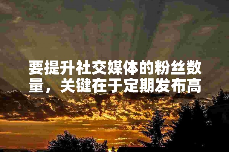 要提升社交媒体的粉丝数量，关键在于定期发布高质量且与受众兴趣相关的内容。