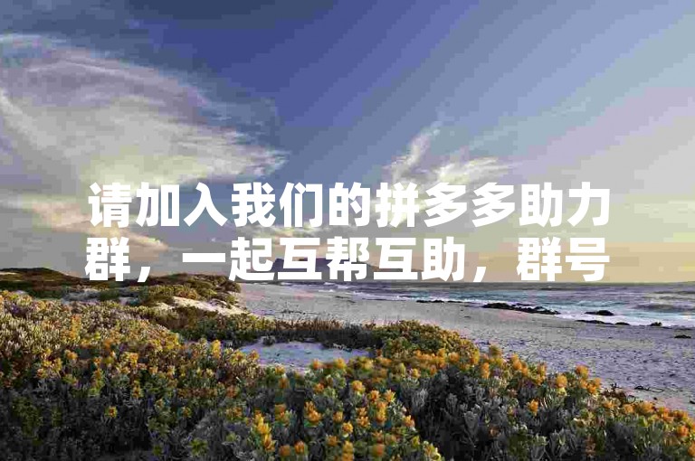 请加入我们的拼多多助力群，一起互帮互助，群号已准备好等你扫码进群！