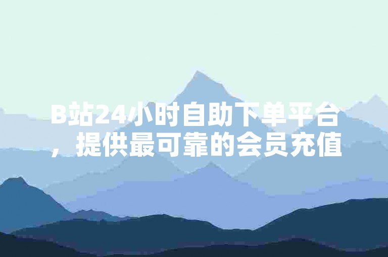 B站24小时自助下单平台，提供最可靠的会员充值服务。