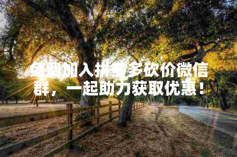 免费加入拼多多砍价微信群，一起助力获取优惠！