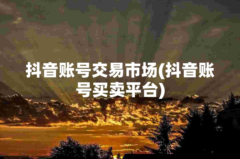 抖音账号交易市场(抖音账号买卖平台)