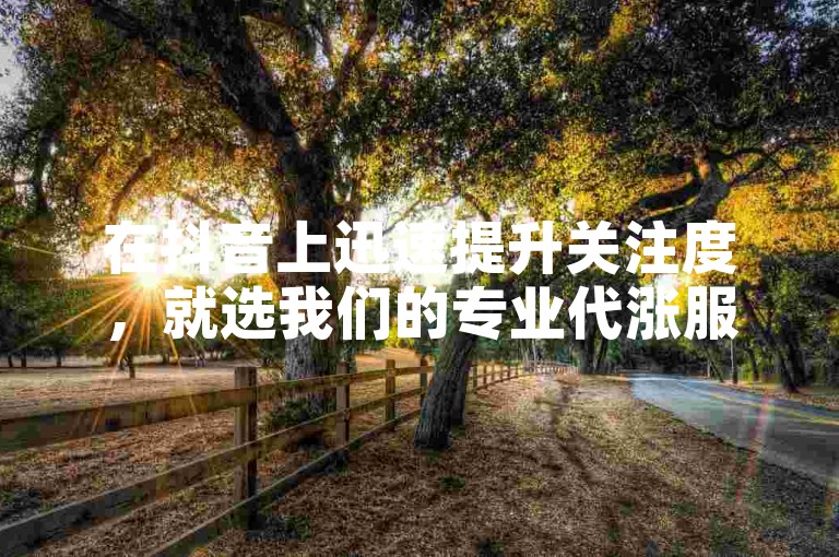 在抖音上迅速提升关注度，就选我们的专业代涨服务，让您的账号脱颖而出。
