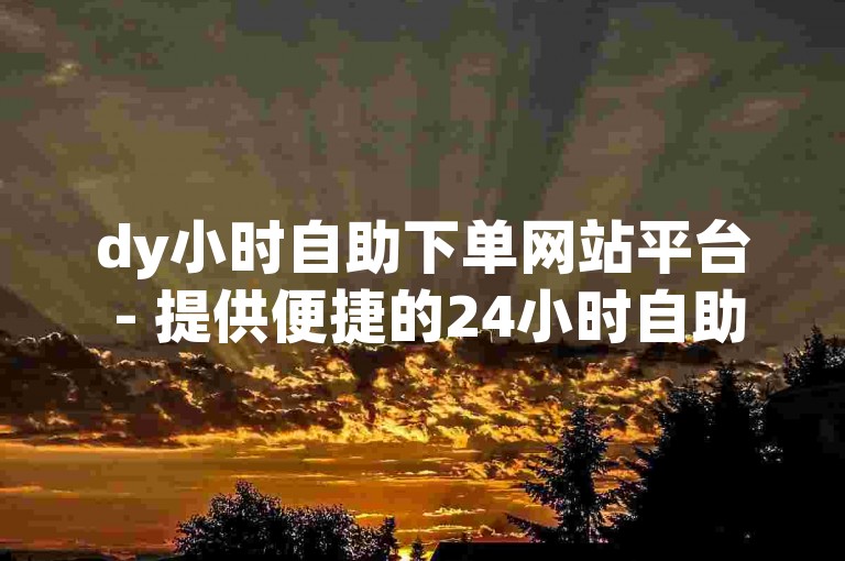 dy小时自助下单网站平台 - 提供便捷的24小时自助服务，让业务处理更加高效。