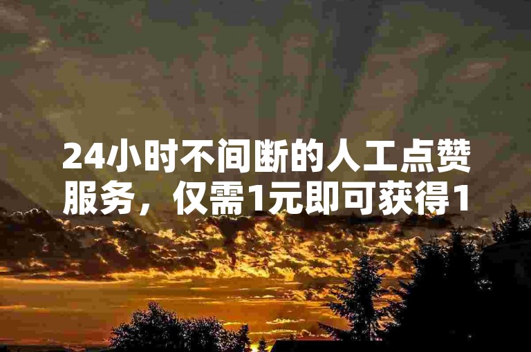 24小时不间断的人工点赞服务，仅需1元即可获得100赞，专业团队随时待命。