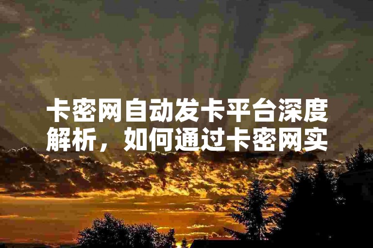 卡密网自动发卡平台深度解析，如何通过卡密网实现高效快捷的交易流程，成为2025年必备技能！