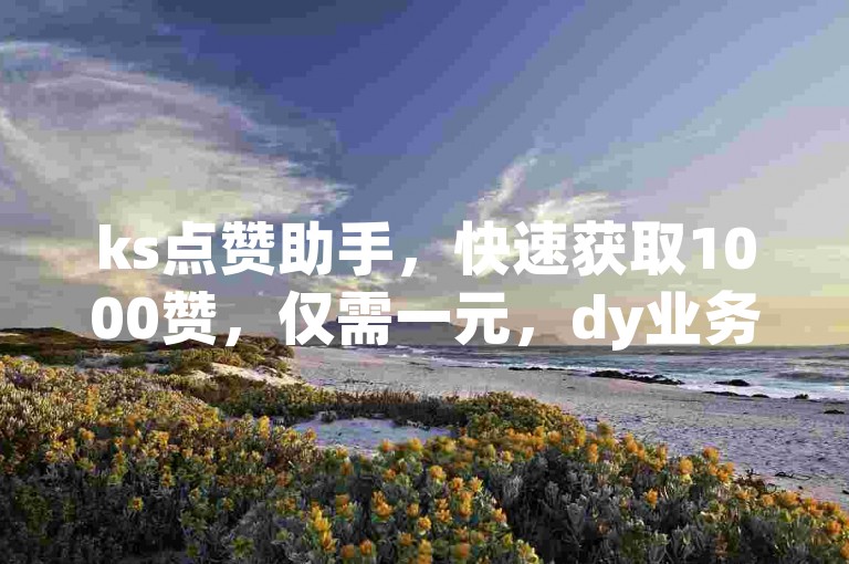 ks点赞助手，快速获取1000赞，仅需一元，dy业务自助下单，QQ小号2元起批。