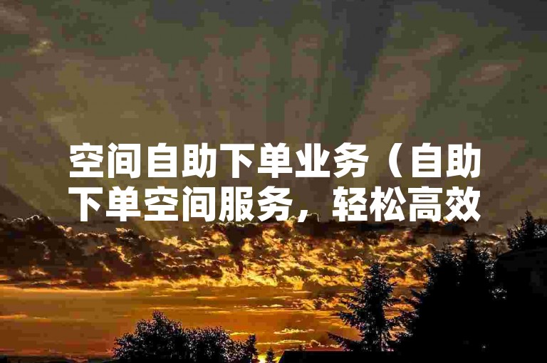 空间自助下单业务（自助下单空间服务，轻松高效的选择方式）