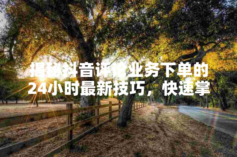 揭秘抖音评论业务下单的24小时最新技巧，快速掌握在抖音评论服务上的下单方法，成为2024年的必备技能！