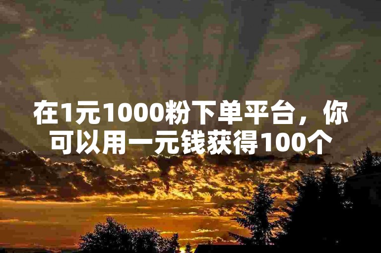 在1元1000粉下单平台，你可以用一元钱获得100个赞。