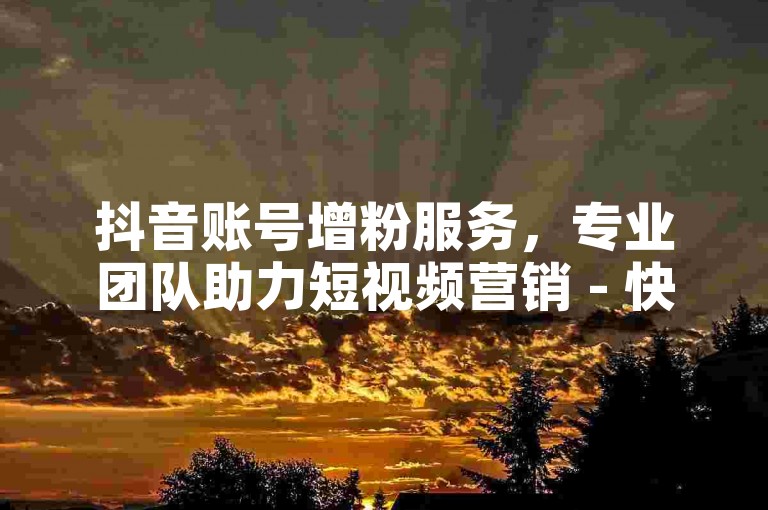 抖音账号增粉服务，专业团队助力短视频营销 - 快手点赞加关注，高效提升曝光率 - 微信朋友圈广告投放，精准触达目标群体。