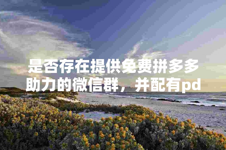 是否存在提供免费拼多多助力的微信群，并配有pdd助力软件？