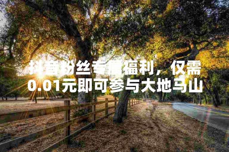 抖音粉丝专属福利，仅需0.01元即可参与大地马山房产活动，双击视频即刻播放，2024年不容错过的学习机会！