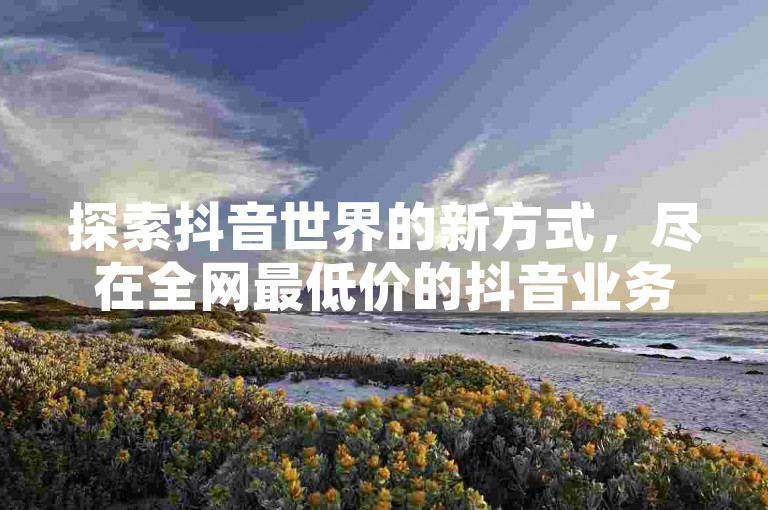 探索抖音世界的新方式，尽在全网最低价的抖音业务自助平台。