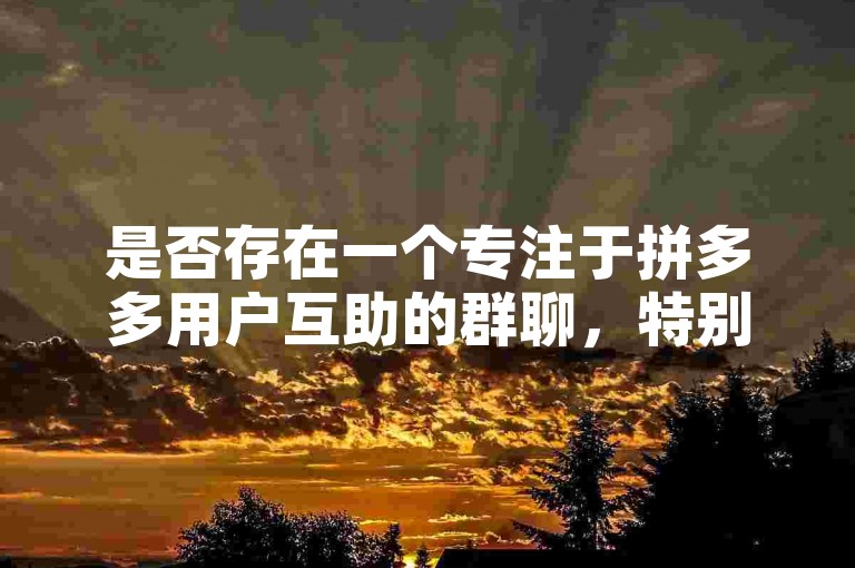 是否存在一个专注于拼多多用户互助的群聊，特别是为了帮助新人获得助力？