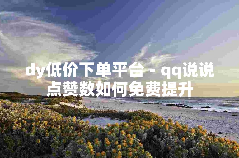 dy低价下单平台 - qq说说点赞数如何免费提升