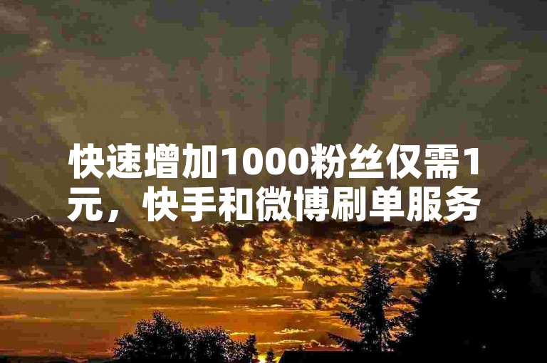 快速增加1000粉丝仅需1元，快手和微博刷单服务，全天候自助操作。