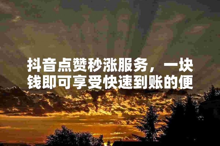 抖音点赞秒涨服务，一块钱即可享受快速到账的便捷。