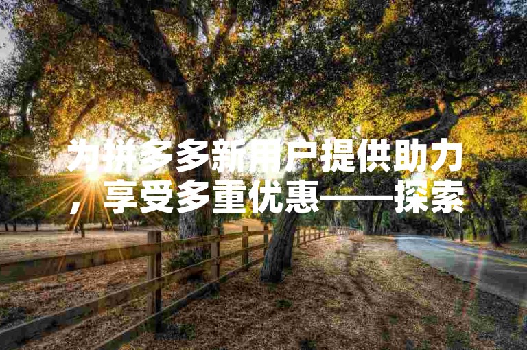 为拼多多新用户提供助力，享受多重优惠——探索更多助力技巧。