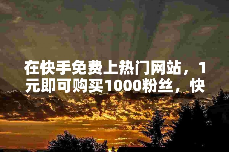 在快手免费上热门网站，1元即可购买1000粉丝，快速提升你的人气。