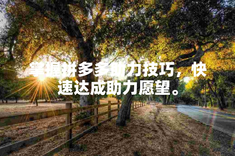 掌握拼多多助力技巧，快速达成助力愿望。