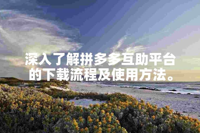 深入了解拼多多互助平台的下载流程及使用方法。