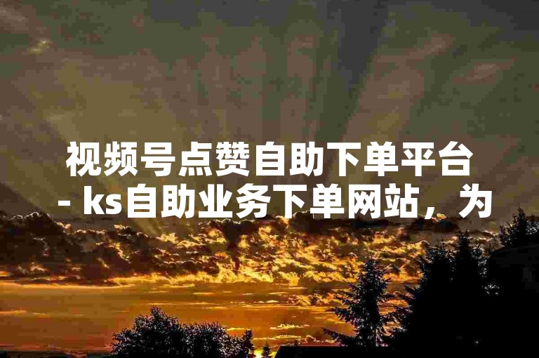 视频号点赞自助下单平台 - ks自助业务下单网站，为您提供便捷的点赞服务。