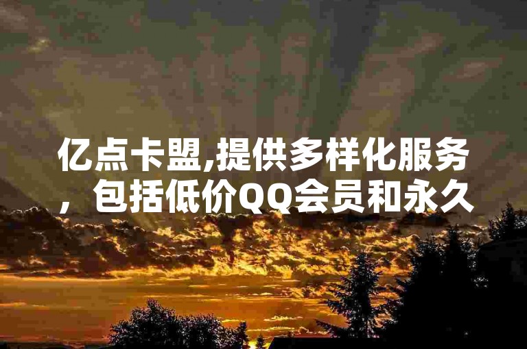 亿点卡盟,提供多样化服务，包括低价QQ会员和永久业务，同时还有自助点赞平台，专为快手用户设计，确保超低价格的点赞量。