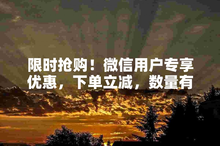 限时抢购！微信用户专享优惠，下单立减，数量有限，速来抢购！