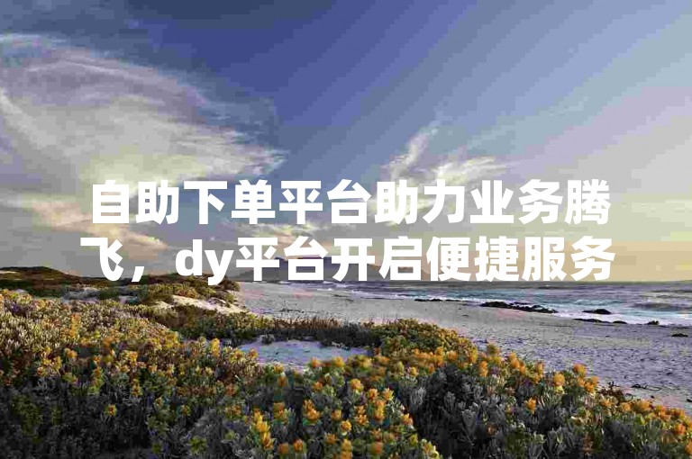 自助下单平台助力业务腾飞，dy平台开启便捷服务之旅。