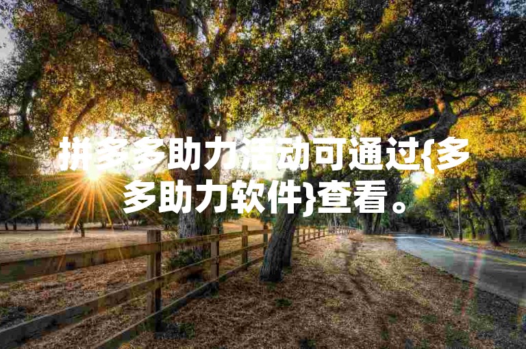 拼多多助力活动可通过{多多助力软件}查看。