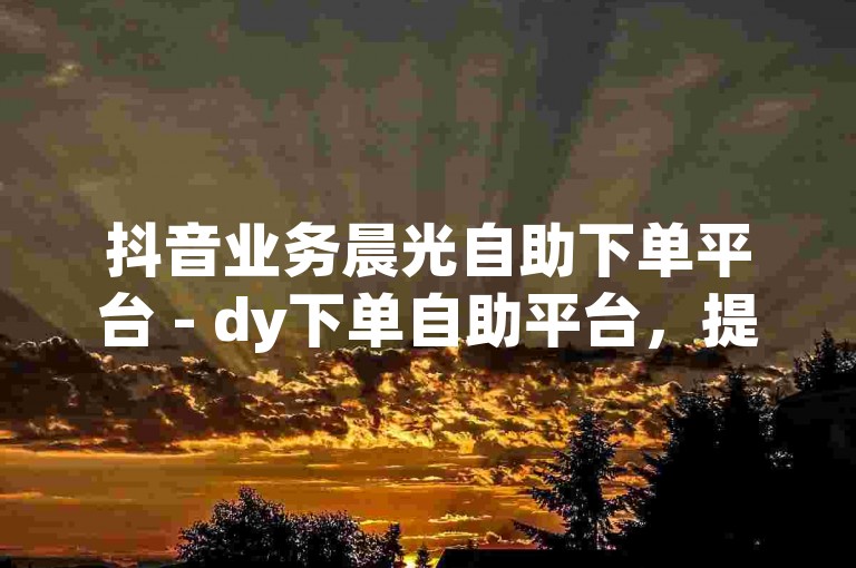 抖音业务晨光自助下单平台 - dy下单自助平台，提供便捷的抖音服务购买体验。