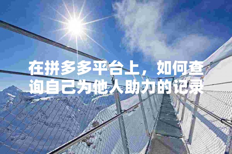 在拼多多平台上，如何查询自己为他人助力的记录呢？pdd砍价网站