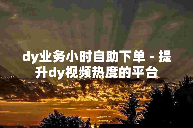 dy业务小时自助下单 - 提升dy视频热度的平台